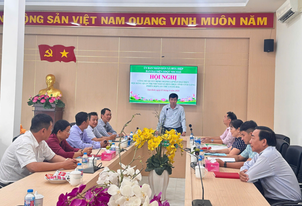 Hội nghị công bố Quyết định về việc thành lập Ban Đại diện Hội đồng quản trị Ngân hàng Chính sách xã hội xã Hòa Hiệp 